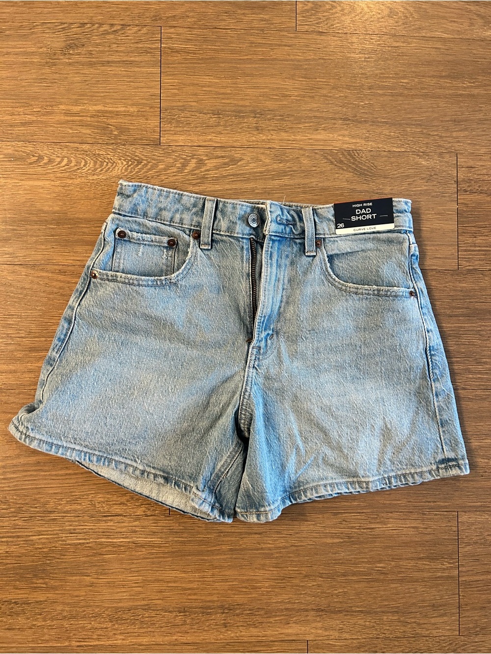 Abercrombie & Fitch Curve Love High Rise Dad Short Women's Shorts - Light Blue